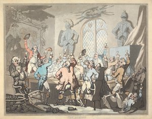 La caccia alla volpe [serie di sei]:  6.  La cena da Thomas Rowlandson