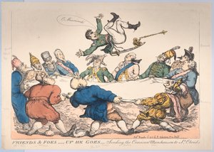Amici e nemici - Su lui va - Mandando il Munchausen corso a St. Cloud, dicembre 12, 1813 da Thomas Rowlandson