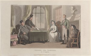 Frontespizio: Davanti al tribunale di Avignone, dal Journal of Sentimental Travels in the ..., 1821 da Thomas Rowlandson