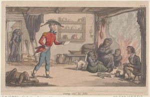 Entrando nel suo alloggio, da The Military Adventures of Johnny Newcome da Thomas Rowlandson