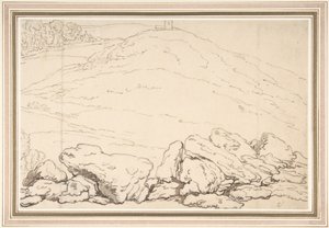 Paesaggio collinare con rocce da Thomas Rowlandson