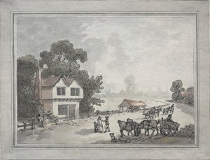 Cavalli e carri su una strada di campagna da Thomas Rowlandson