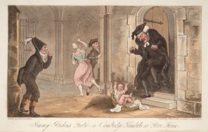 Le follie di Jemmy Gordon, o giochi di Cambridge a Peter House, da The English Spy, pub. 1824 da Thomas Rowlandson