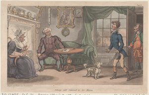 Johnny tornato sano e salvo dalla sua mamma, da Le avventure militari di Johnny Newcome, 1815 da Thomas Rowlandson