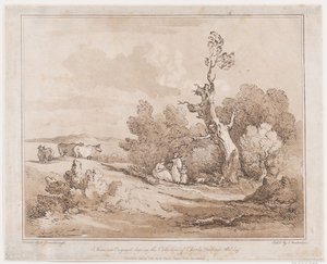 Paesaggio con figure che raccolgono legna sotto alberi nodosi, 21 maggio 1789 da Thomas Rowlandson
