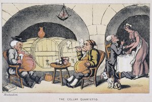 Il dottore in una cantina - in "I tre viaggi del dottor Syntax: alla ricerca del pittoresco, della consolazione e di una moglie" di William Combe, ill. Rowlandson da Thomas Rowlandson