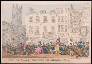 La processione di Master Billy alla Grocers Hall da Thomas Rowlandson