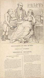 Melpomene in crisi; ovvero, I giochi dei bambini difesi dai monarchi del teatro da Thomas Rowlandson