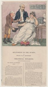 Melpomene in depressione, o il gioco dei bambini difeso dai monarchi teatrali da Thomas Rowlandson