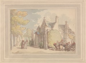 Monaci che festeggiano fuori da un monastero da Thomas Rowlandson