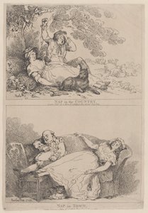 Pisolino in campagna, pisolino in città, 1785 da Thomas Rowlandson