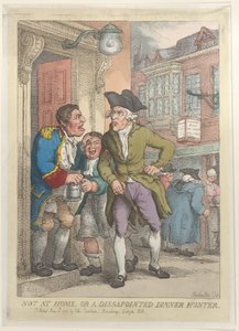 Non a casa, o un cacciatore di cene deluso, 13 giugno 1823 da Thomas Rowlandson