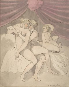 Coppia nuda che si abbraccia, 1780-1827 da Thomas Rowlandson