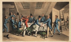 Ufficiali e guardiamarina che festeggiano la notizia che il capitano ha lasciato la nave da Thomas Rowlandson
