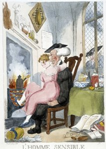 Vecchio (ecclesiastico) che palpeggia una giovane donna seduta sulle sue ginocchia - caricatura di Rowlandson da Thomas Rowlandson