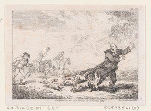 Il parroco Adams impegnato in una pericolosa avventura di caccia, da Le avventure di Joseph Andre..., 1792 da Thomas Rowlandson