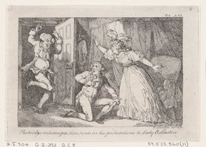 Partridge interrompe Tom Jones nelle sue proteste a Lady Bellaston, dalla Storia di Tom Jones, 1792 da Thomas Rowlandson