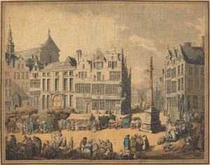Piazza de Meir ad Anversa da Thomas Rowlandson