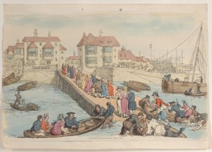 Tavola 25: Un luogo di sbarco, da Il mondo in miniatura, 1816 da Thomas Rowlandson
