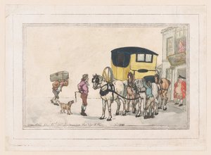 Postiglioni e cavalli da posta alla White Hart Inn, 15 dicembre 1787 da Thomas Rowlandson