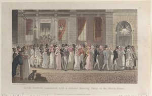 Quae Genus arrestato, con una festa di ballo tumultuosa, alla stazione di polizia da Thomas Rowlandson