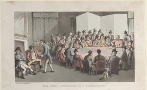 Quae Genus che officia in una casa da gioco, dalla Storia di Johnny Quae Gen..., 1 novembre 1821 da Thomas Rowlandson