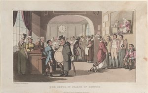 Quae Genus in cerca di servizio, dalla Storia di Johnny Quae Genus da Thomas Rowlandson