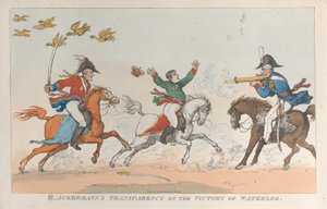 Trasparenza di R. Ackermann sulla vittoria di Waterloo, 1 giugno 1815 da Thomas Rowlandson