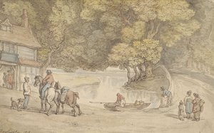 Scena rustica con un fiume e un ponte da Thomas Rowlandson