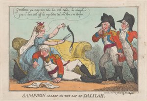Sansone addormentato sul grembo di Dalila da Thomas Rowlandson