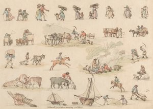 Serie di sedici: Contorni di figure e paesaggi da Thomas Rowlandson