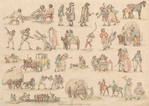 Set di sedici: contorni di figure e paesaggi da Thomas Rowlandson