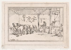 Ferratura: la fucina del villaggio, negozio di un maniscalco da Thomas Rowlandson