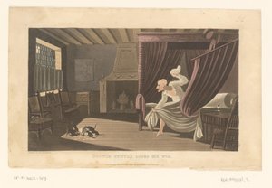 Camera da letto con dei topi che mangiano la parrucca del Dottor Syntax da Thomas Rowlandson