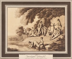 Soldati che cucinano, c.1798 da Thomas Rowlandson