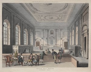 South Sea House, Sala dei Dividendi da Thomas Rowlandson