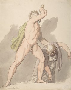 Uomo nudo in piedi che sostiene una donna svenuta Ludovisi Gaul agli Uffizi da Thomas Rowlandson
