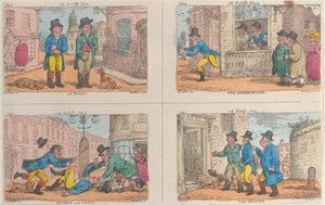 La caccia del balivo: In errore, La seconda fuga, Doppio e Squat, e La cattura da Thomas Rowlandson