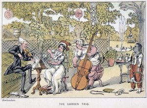 Il Dottore che suona il violino: “Il Trio del Giardino” - in “I tre tour del Dottor Syntax: alla ricerca del pittoresco, della consolazione e di una moglie” di William Combe