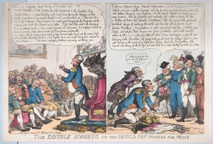 Il doppio imbroglio o il diavolo che prega per la pace, 1 gennaio 1814 da Thomas Rowlandson