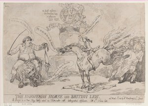 Il cavallo di Hannover e il leone britannico, 31 marzo 1784 da Thomas Rowlandson