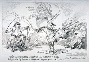 Il cavallo Hannoveriano e il leone britannico, 1784 da Thomas Rowlandson