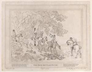 Il cacciatore da La vita di un cavallo da corsa, o Il corridore dal temperamento focoso, 20 luglio 1789 da Thomas Rowlandson