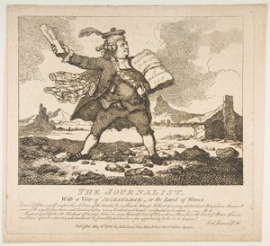Il giornalista, con una vista di Auckinleck o la terra delle pietre pittoresche da Thomas Rowlandson