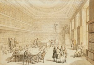 La biblioteca della Royal Institution, Albemarle Street da Thomas Rowlandson