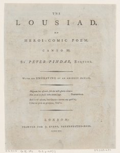 The Lousiad di Peter Pindar, Frontespizio