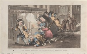 La festa si scioglie e Quae Genus si rompe, da La storia di John..., 1 dicembre 1821 da Thomas Rowlandson