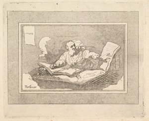 Il Filosofo Vecchio Barbuto che Copia un Libro, 1783-87 da Thomas Rowlandson