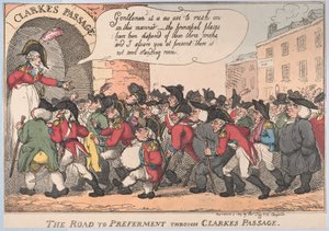 La strada per il preferimento attraverso il passaggio di Clarke, 5 marzo 1809 da Thomas Rowlandson
