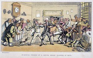 Il dottore in un bistrot dove scoppia una rissa - in "I tre viaggi del dottor Syntax: alla ricerca del pittoresco, della consolazione e di una moglie" di William Combe, ill. Rowlandson